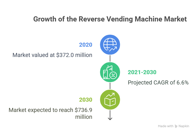 Reverse Vending Machine Market to Grow from $372.0 Million in 2020 to $736.9 Million by 2030, with a CAGR of 6.6%