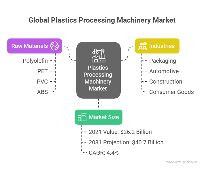 Plastics Processing Machinery Market to Reach $40.7 Billion by 2031, Growing at 4.4% CAGR from 2022